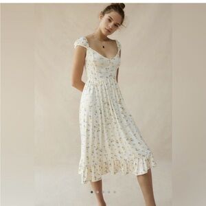 Urban Outfitters Cream Floral Midi Dress